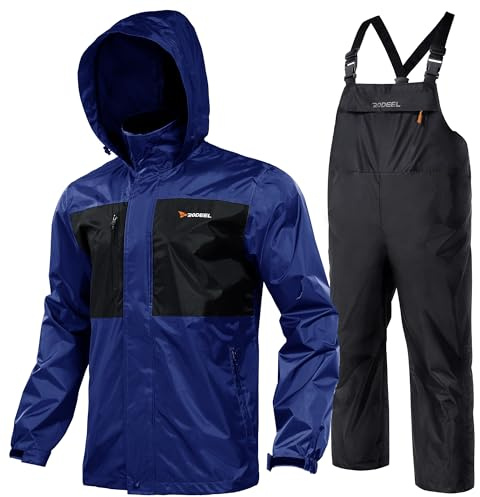 Rodeel Mens Waterproof Jacket and Overalls Set Windproof Rain Jacket Bid Suit Ultimate Protection for Outdoor Adventures