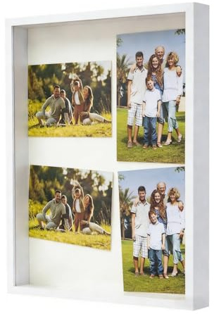 Vexaflow Marcos con Profundidad, Ideal para Objetos, Flores, Ramos de Boda y Recuerdos, Marcos de Fotos 3D 43,5 x 31 x 4,5 cm, Marco Cuadrado de para Colgar, Perfecto para Manualidades