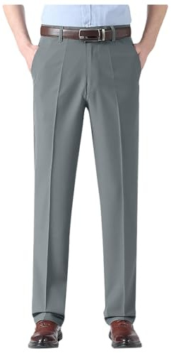 Pantalón de Traje para Hombre 2026 Negro Vestir Corte Recto Primavera Verano con Pliegues y Bolsillos Usar en Oficina, Trabajo, Camarero, Dependiente Tienda