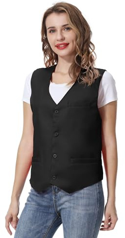 TOPTIE Unisexe Gilet de Costume avec Boutons Gilet de Couleur Unie