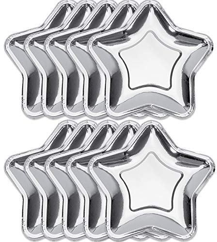 10 piatti di carta stella d'argento, piatti di carta usa e getta stella a cinque punte da 7 pollici, forniture per la tavola per Natale, cena, matrimonio, compleanno e picnic