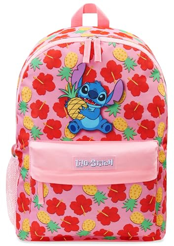 Disney Stitch Backpack for Girls Teens Rucksack School Bag for Primary Secondary Sports Travel PE Kit Daypack School Supplies Stitch Gifts for Girls (Pink/Red)