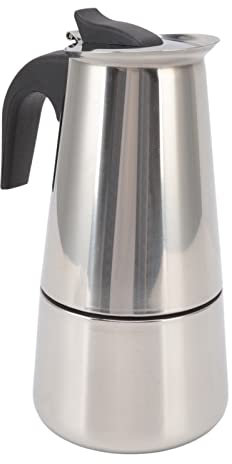 INPETS Caffettiera Italiana con Piano Cottura Moka, caffettiera elettrica Moka Portatile in Acciaio Inossidabile for Uso Alimentare for Campeggio Domestico e all'aperto / 4274 (Color : #4)