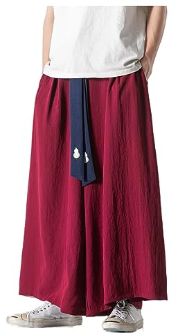 GURUNVANI Pantalon de yoga japonais à jambes larges pour homme, style hip-hop, baggy