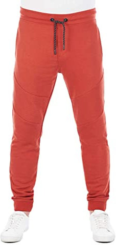 riverso Herren Jogginghose RIVVito Trainingshose Lang Hose Jogger Freizeithose Sporthose Sweathose Biker Taschen Regular Einfarbig Baumwolle Rot L, Größe:L, Farbe:Rusty Ochre Red