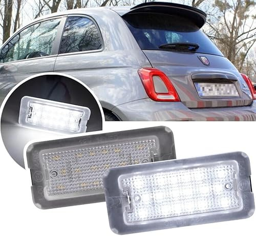 VS Lampada per luci targa a LED bianca per Fiat/Abarth 500/595/695 500C 595C 695C 312 C OEM: 51800482, Non adatto per I500 e 500X Canbus