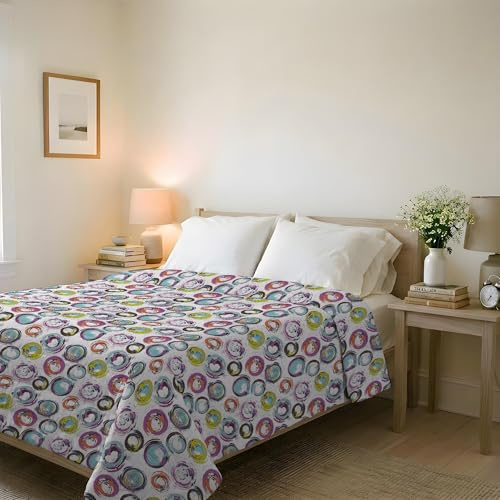 Couvre-lit matelassé d’été Ligne Basic Made in Italy en Microfibre Douce imprimée – Couette Printemps-été mi-Saison – Cerchi Astratti, Double 250x240 cm