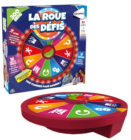 La Roue des Défis (Version française), Jeu ludique et Amusant, 300 défis à réaliser, 2 à 6 Joueurs, pour Les Enfants dès 8 Ans, WHE00
