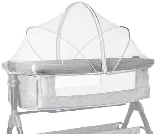Palmcee Moustiquaire universelle pour lit de voyage, bébé à côté de berceau avec fermeture éclair silencieuse pour lit, accès facile, moustiquaire en maille fine pour enfants (blanc)