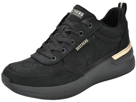Skechers - Baskets de sport à lacets, compensé 5 cm, plate-forme, semelle en caoutchouc, couleur unie, pour: femme Couleur: BBK Taille:39, noir, 39 EU