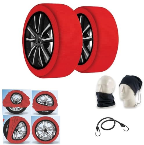 CALZE DA NEVE PER PNEUMATICI 195/65 R15 CERCHIO 15 MISURA M CALZA DA NEVE OMOLOGATA PER AUTO, SUV, 4X4, FURGONI, ANTI-SLITTAMENTO PER TRATTI DI STRADA MISTA TRA GHIACCIO E NEVE SET DI 2 PEZZI