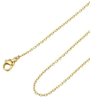 FOCALOOK Edelstahl Kette Damen gold Wasserfest 1.4mm Panzerkette für Anhänger Glieder Halskette echtgold 50cm lang