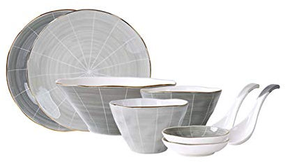 GUHPZA Juego De Vajilla De Cerámica para El Hogar, Juego De Vajilla De Estilo Nórdico Duradero, Platos, Cuencos, Platillos, Juegos Combinados, 9 Piezas, Servicio para 2