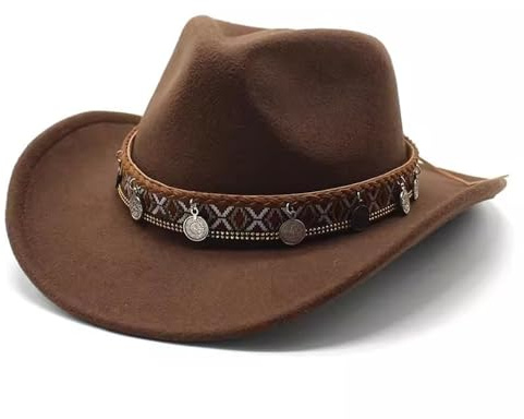 SLEDEZ Klassisk topp hatt för män western cowboy melon hatt för män och kvinnor, jazzhatt i filt