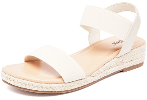 Veittes Women's Platform Wedge Sandals Elastic Straps. | Open-toe wedge sandals with adjustable elastic straps.Cushioned insole and lightweight rubber sole for comfort.