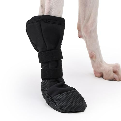 UIQELYS Dog Boot for Paw Injury & Wound Protection — Water Repellent & Breathable Shoe for Bandages, Non-Slip Sole, Ideal for Dogs (Single Boot) (Black, XL)