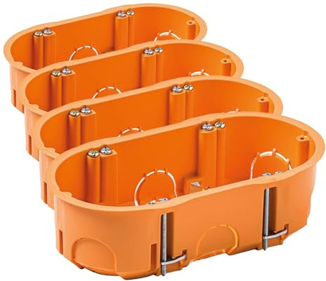 Famatel - Caja empotrar para mecanismos | Doble | 67x39 mm | Naranja (Paquete de 4)