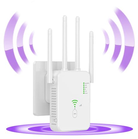 Repetidor WiFi WPS, Amplificador Señal 4 Antenas, Extensor 2 Puertos LAN