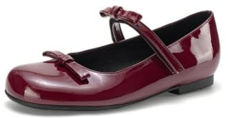 Genérico Mujer Charol Mary Jane Punta Redonda Bailarinas Doble Lazo Detalle Correa Ajustable Zapatos Planos Cómodos Suela Antideslizante Escuela