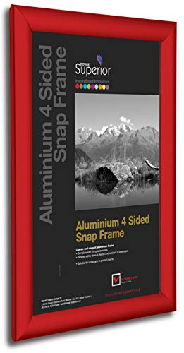 Stewart Superior A3 Aluminium 4 Sided 25mm Front Loading Picture/Poster Snap Frame - Red, REDA3