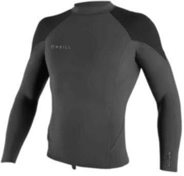 O'Neill Men's Reactor-2 1.5mm Long Sleeve Pullover Wetsuit Top, Lightweight Warmth and Flexibility for All Water Activities, Graphite/Black/Cool Grey, X-Large