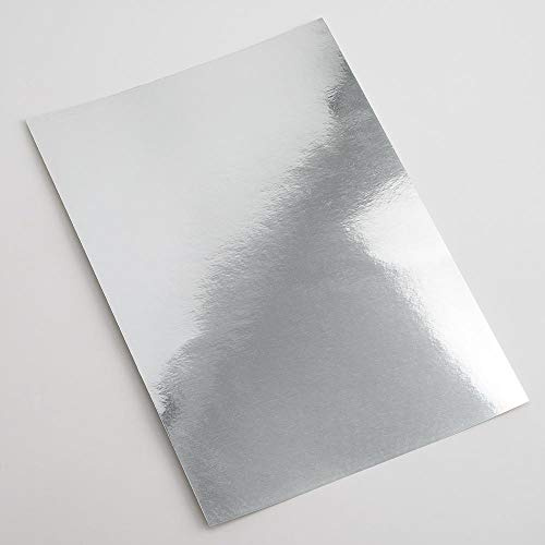 Italian Options Mirror Cardstock Paper, Holographic and Metallic Craft Card Stock for Electronic Die-Cutter Machines, Christmas Crafts and Card Making Supplies, 10 Coloured Sheets, A4, 250gsm, Silver
