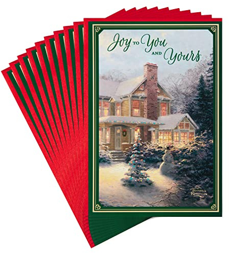 Hallmark Thomas Kinkade Pack of Christmas Cards, Snowy House (6 Holiday Cards with Envelopes)