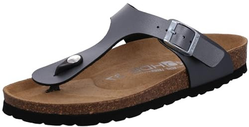 Rohde Damen Zehentrenner Pantolette Metallic-Optik Alba 5600, Größe:39 EU, Farbe:Grau