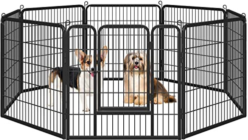 Costoffs Dog Playpen Heavy Duty 8 Panel Pet Pen for Small Animals Extra Large Puppy Dog Pen Duck Cat Rabbit Fence for Indoor/Outdoor Black