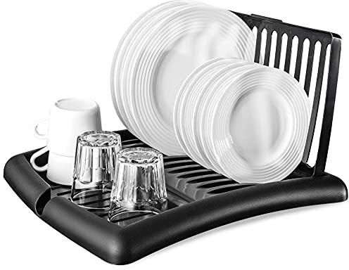 Vilde Geschirrabtropfer Abtropfgestell Dish Drainer Drying Rack Geschirrabtropfgestell Geschirr, Geschirrständer Abtropfständer Geschirrtrockner Klein Trockengestell Schwarz 45x39x26 cm