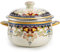 ZENFUN Küche Emaille Suppentopf mit Deckel, 3,5 Quart Retro Blumen Eintopf Bohnen Kochtopf Vintage Dicker Suppentopf mit Griffen, Antihaftbeschichtung, Sicher für Induktion Herd Gaskocher