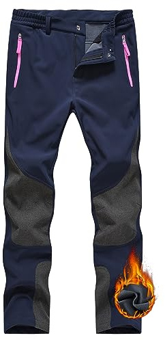 YSENTO Pantalon de randonnée pour femme - Pantalon d'extérieur imperméable - Pantalon Softshell - Hiver - Chaud - Doublure - Résistant au vent - Pantalon de ski - Pantalon de trekking - Pantalon
