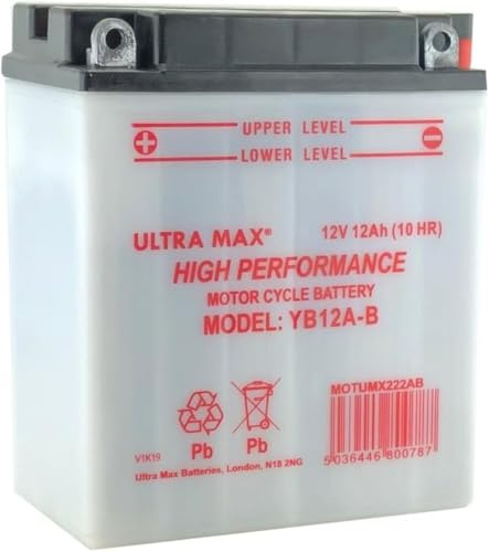 UltraMax YB12A-B, 12V 12AH 135 CCA Motorbike Motorcycle Battery