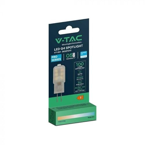 V-TAC PRO VT-201 Lampadina led faretto chip Samsung SMD 1.1W T10 G4 12V bianco naturale 4000K - SKU 21241