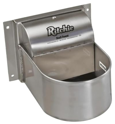 Ritchie Stall Fount 16871 Unheated Wall Mount Horse Waterer – 304 Stainless Steel Automatic Stall Fountain with Flip-Top Lid, Removable Drain Plug & Rapid Refill Valve for Individual Stalls