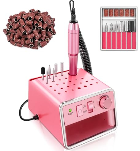 ALLE'S Nagelfräser,Elektrische Professionelles Nagelfräser,Nagelfräser für Gelnägel,20000 U/Min,Professionelle Maschine, Kompakt und Tragbar (Rosa)