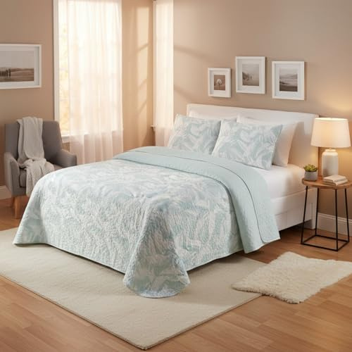 DALINA - Colcha Bouti para Cama 90, Cubre Cama Fina 180x260cm Incluye 1 Funda de Cojín, Suave Ideal para Primavera, Verano y Entretiempo,Estampado