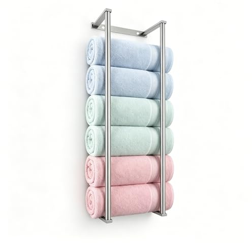 LSWYYP 72cm 6-Bar Towel Rack, No-Drill Adhesive/Wall, Rustproof 304 Steel | Space-saving 6-bar design fits small bathrooms, RVs & saunas, Strong adhesive/Wall mount, Rustproof 304 stainless steel