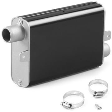 Silenziatore del tubo di scarico da 24 mm,Silenziatore di scarico per riscaldatore da parcheggio in acciaio inossidabile color argento,Kit Silenziatore per Riscaldatore da Parcheggio (nero)