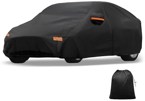 X AUTOHAUX Car Cover for Kia EV6 - Outdoor Waterproof Sun Rain Snow Hail Protection with Left Side Zipper - 210D-PU Material