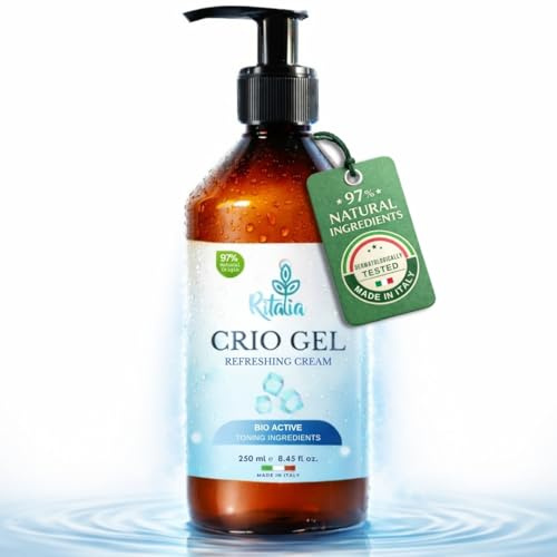 Ritalia® 250 ml kylgel för LYMPHDRAINAGE BIO förbättrar blodcirkulationen för åderbråck, rastresor, svullna ben och fötter – kristallgel med stark kylande effekt (250ml)