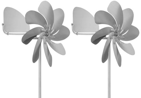 Kissmii Moulin à Vent D'Extérieur en Métal Rotatif à 360 Degrés Moulin à Vent en Métal Robuste Prise de Terre pour Jardin