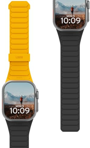 URBAN ARMOR GEAR UAG Compatible with Apple Watch Band 49/46/45/44mm Silicone Double Side Reversible Magnetic Watch Strap iWatch Ultra 3/Ultra 2/Ultra/4-11/SE3/SE2/SE, Pathfinder Heritage Yellow/Black
