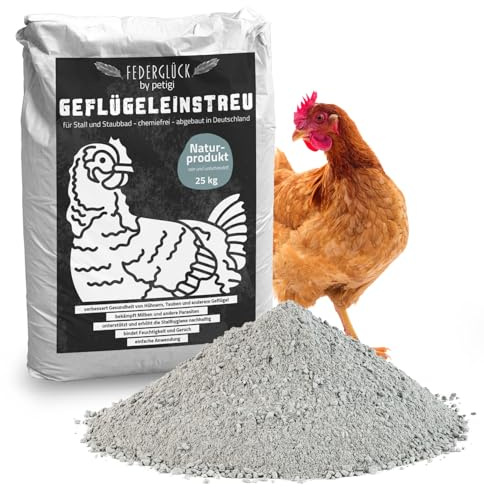 Petigi Federglück by Sandbad Staubbad Badesand für Hühner Tauben Geflügel 100% natürlicher Milbenschutz 25kg für gegen Milben Trockenbad Milbenmittel