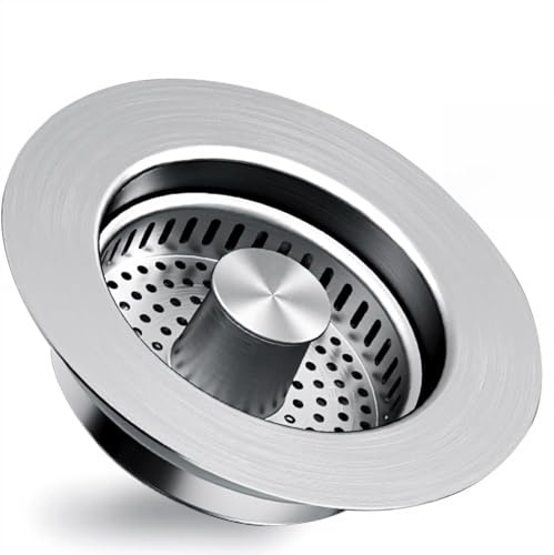 ViWaVee Tapon Fregadero Cocina Acero Inoxidable 304, Colador Desagüe con Filtro AntiOlores, Tapón Press Push para Fregaderos 73-87mm