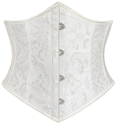 Corset Belt for Women Fishbone Wide Corset Pirate Belt White Jacquard 8