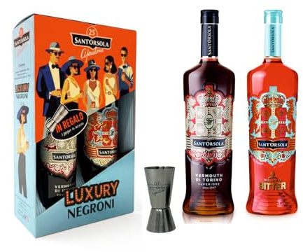 Sant'Orsola Luxury Negroni Confezione Regalo - Vermouth Rosso Superiore di Torino + Bitter Aperitivo - Ideale per Mixology - 2x1L