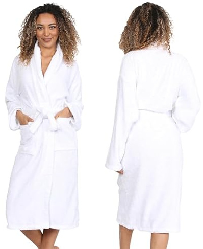 Unisex Egyptian Cotton Bath Robe 100% Luxury Terry Towelling Dressing Gown Soft Hooded or Shawl Neck Loungewear Housecoat for Men Women