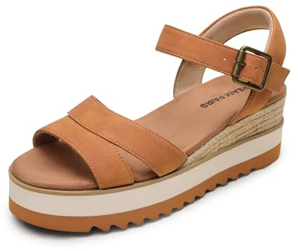 DREAM PAIRS Wedge Sandals for Women Platform Sandals,Tan,9