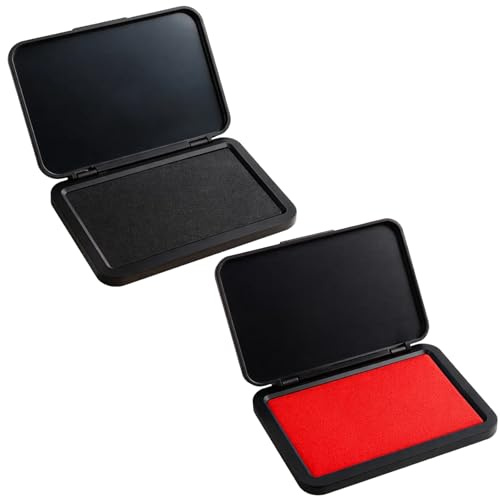 Ink Pads for Stamping, 2-Piece Rectangle Stamp Pad Set, Black Ink Pad with Distress Oxide Formula, Fingerprint Ink Pad for Crafting and Document Stamping, Professional Ink Stamp Pad Supplies